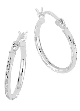 Lykka Casuals silver tunna diamantslipade hoop örhängen i silver 2 x 20 mm