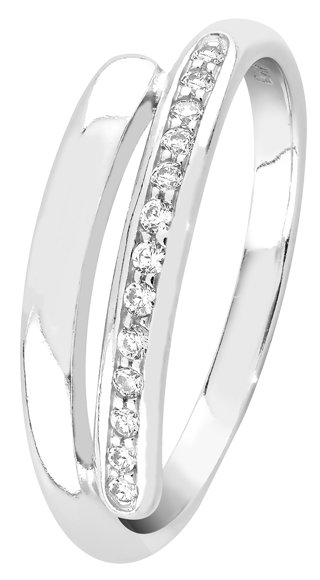 Lykka Casuals bypass silverring med zirkoniastenar