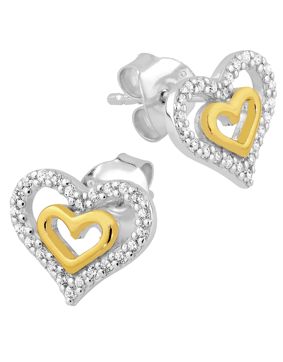 Lykken Hearts tvåfärgade silverörhängen hjärta