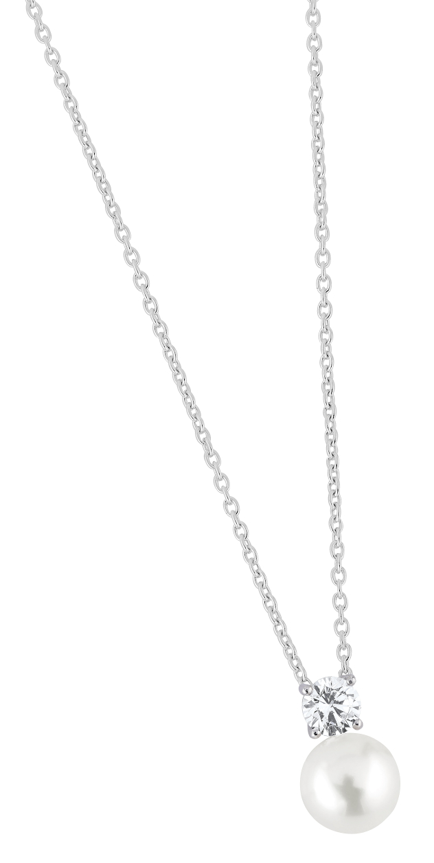 Lykka Pearls pärlhalsband i silver med zirkonia sten 