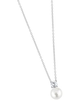 Lykken Pearls pärlhalsband i silver med zirkonia sten