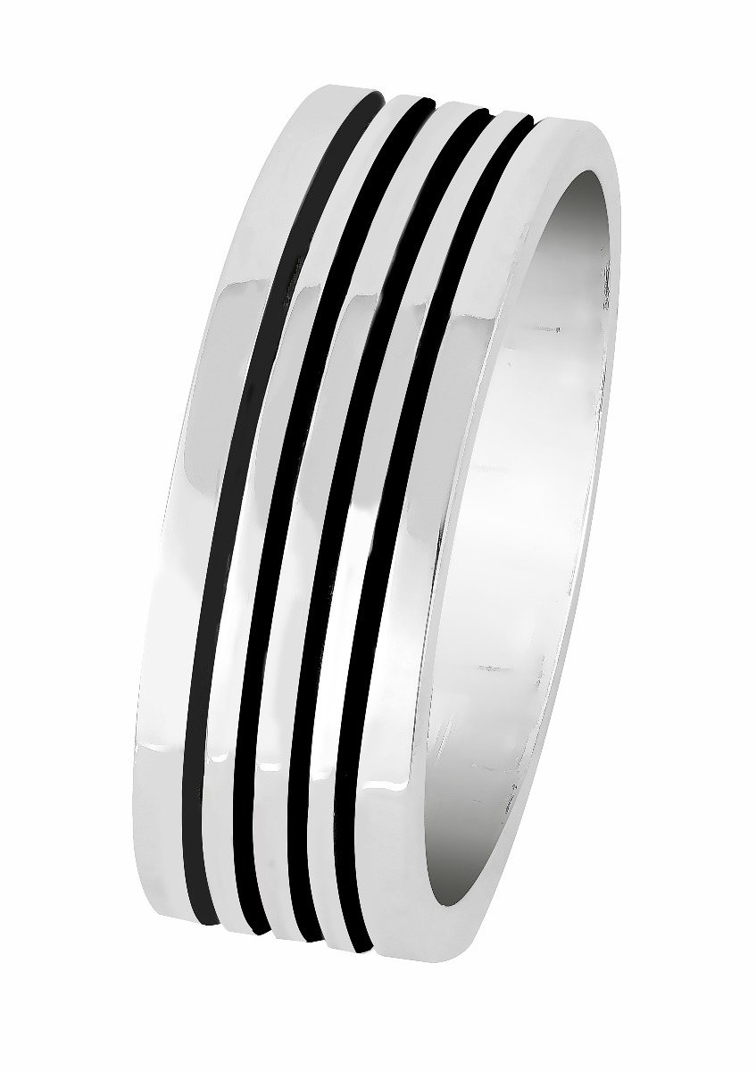 Lykka Casuals randig silverring för herrar