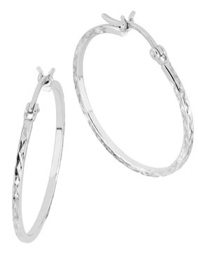Lykka Casuals silver tunna diamantslipade hoop örhängen i silver 30 mm