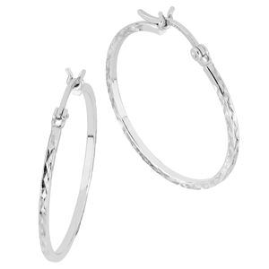 Lykka Casuals silver tunna diamantslipade hoop örhängen i silver 30 mm main product photo