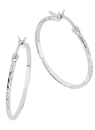 Lykka Casuals silver tunna diamantslipade hoop örhängen i silver 10 mm