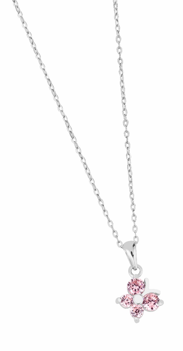 Lykka Symbols pink fjärilhalsband silver