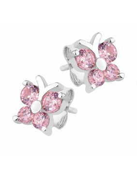 Lykka Symbols pink fjärilörhängen silver