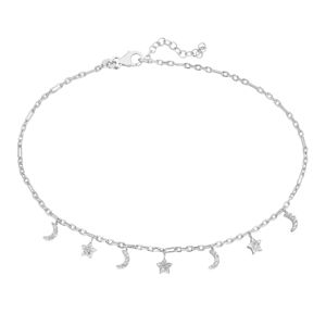 Lykka Symbols månskära med stjärnor ankelkedja silver main product photo