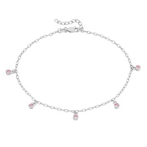 Lykka Casuals silverankelkedja med pink kubiska zirkonia stenar main product photo