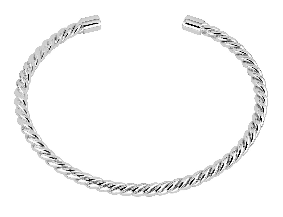 Twisted silver bangle