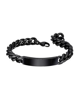 Lykken Strong svart pansararmband med platta 10 mm