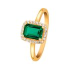 Lykka Casuals guldpläterad halo grön octagon silverring 160