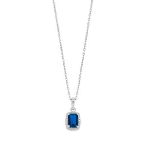 Lykka Casuals blå octagon halo silverhalsband  main product photo