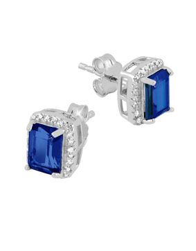 Lykken Casuals blå octagon halo silverörhängen