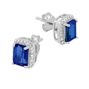 Lykka Casuals blå octagon halo silverörhängen  main product photo