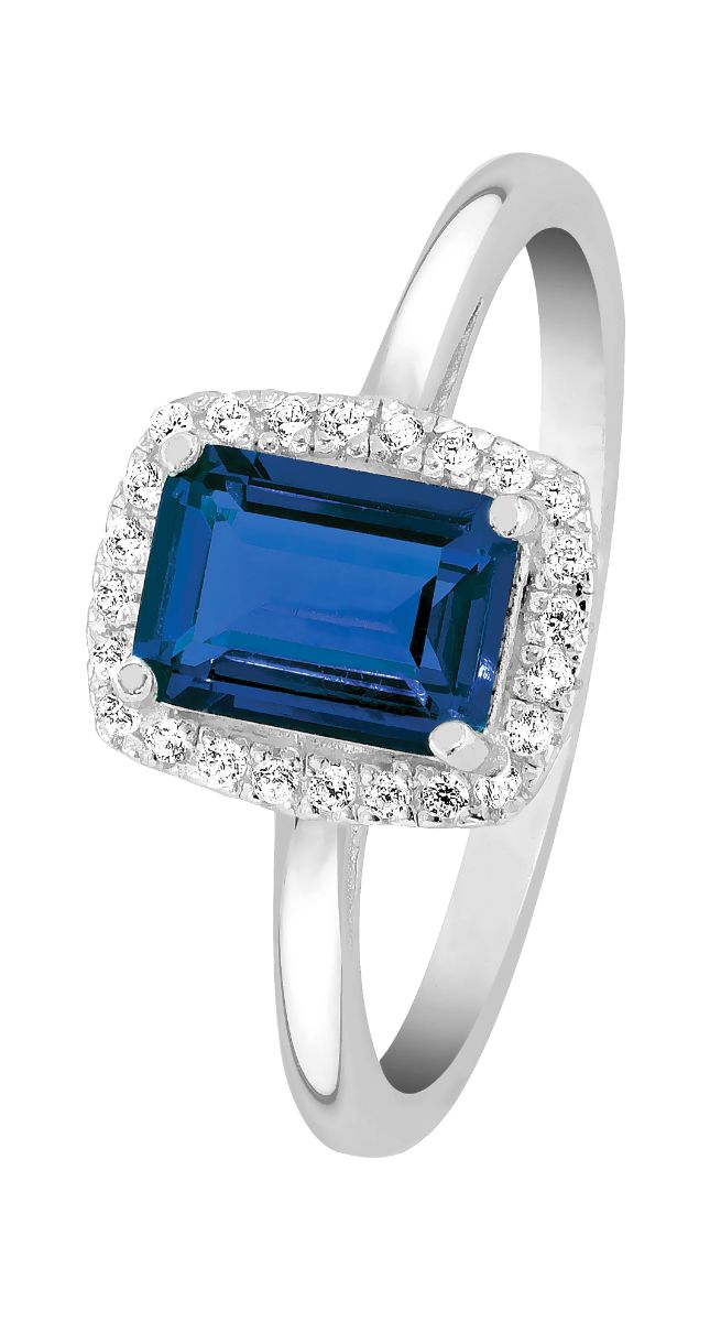 Lykka Casuals blå octagon halo-silverring 170