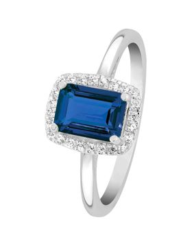 Lykka Casuals blå octagon halo-silverring