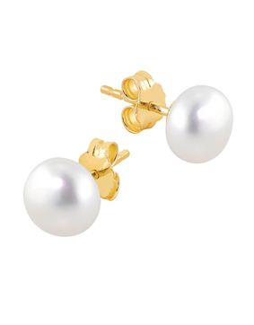 Lykken Pearls guldpläterad örhängen silver 8 mm