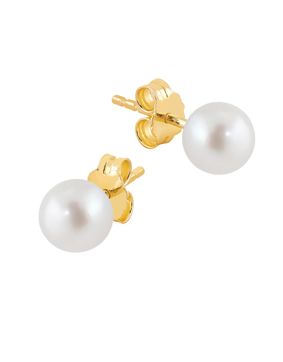 Lykken Pearls guldpläterad örhängen silver 6 mm