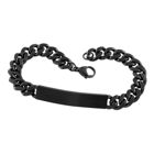 Lykka Strong stål pansararmband 8 mm med platta mattsvart 21 cm