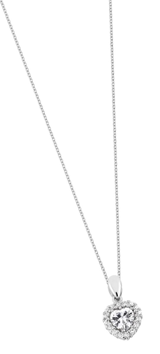 Lykka Hearts halo hjärthalsband silver 42+3 cm 