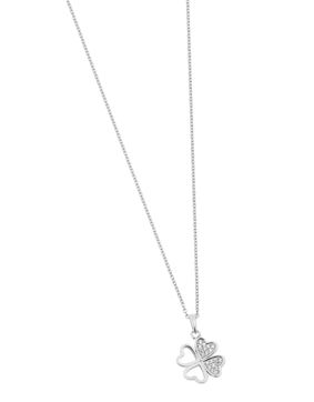 Lykka Symbols fyrklöver pave silverhalsband 42+3 cm