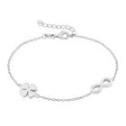 Lykka Casuals infinity och fyrklöver silverarmband 17+3cm