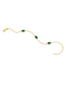 Lykka Casuals Baguette guldpläterat silverarmband 17+3cm