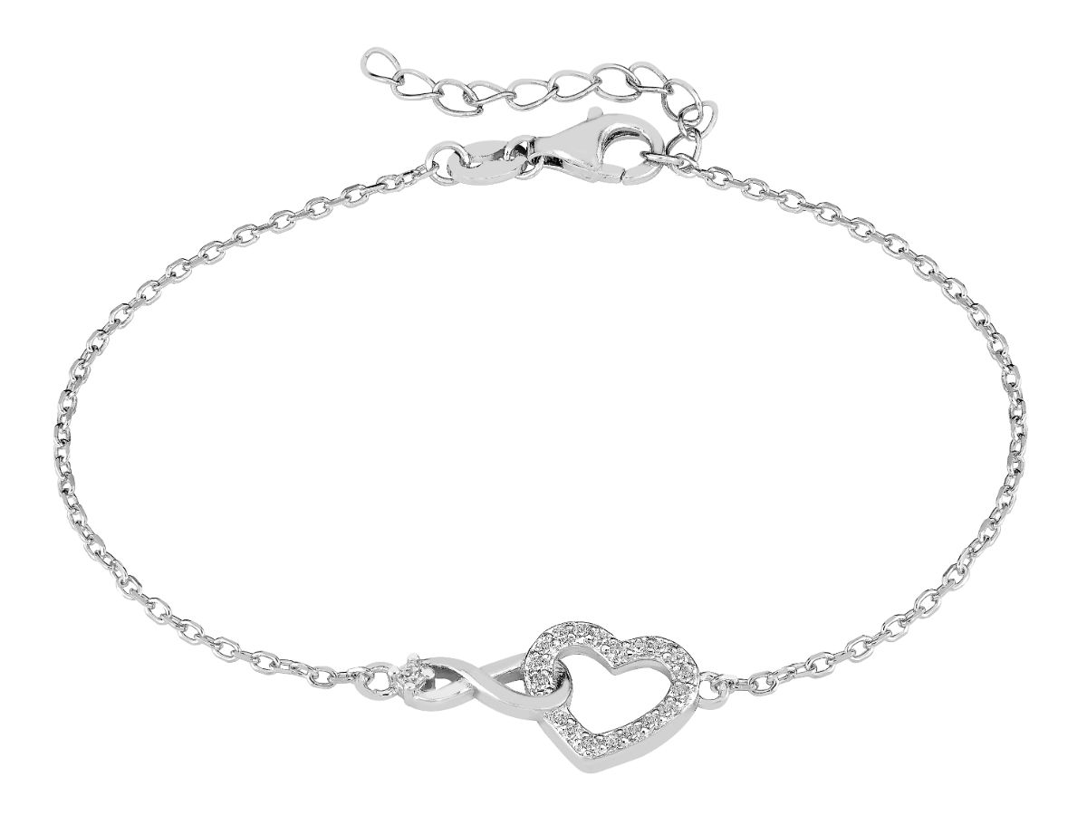 Lykka Hearts hjärt och evighetssymbol silverarmband 17+3cm