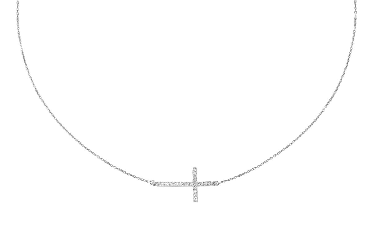 Lykka Crosses Kors silverhalsband sideways 45cm