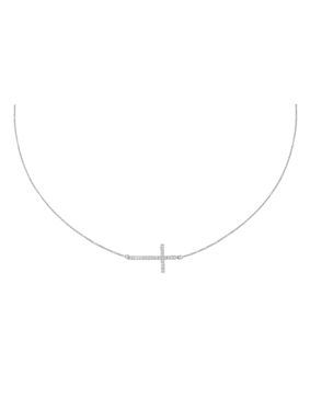 Lykka Crosses Kors silverhalsband sideways 45cm