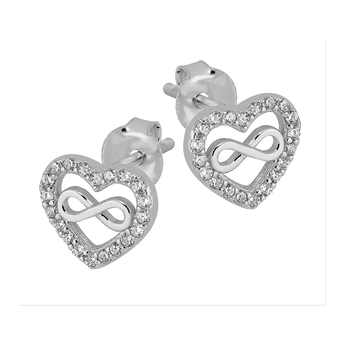 Lykka Hearts silverfärgade infinity-hjärtörhängen 7 mm