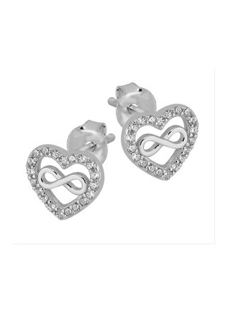 Lykken Hearts silverfärgade infinity-hjärtörhängen 7 mm