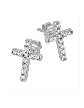 Lykken Crosses silverfärgade kors stiftörhängen 10,8 mm