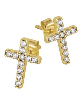 Lykken Crosses förgyllda kors stiftörhängen 10,8 mm