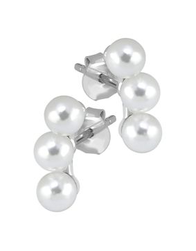 Lykken Casuals silverfärgade stiftörhängen med tre pärlor 12 mm