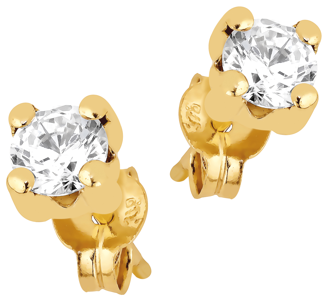 Lykka Casuals gulguld enstens örhängen 4-klo 4 mm