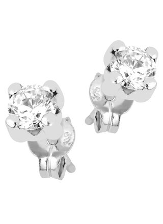 Lykka Casuals vitguld enstens örhängen 4-klo 4 mm