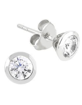 Lykken Casuals silverörhängen med vita zirkonia stenar