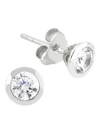 Lykka Casuals silverörhängen med vita zirkonia stenar