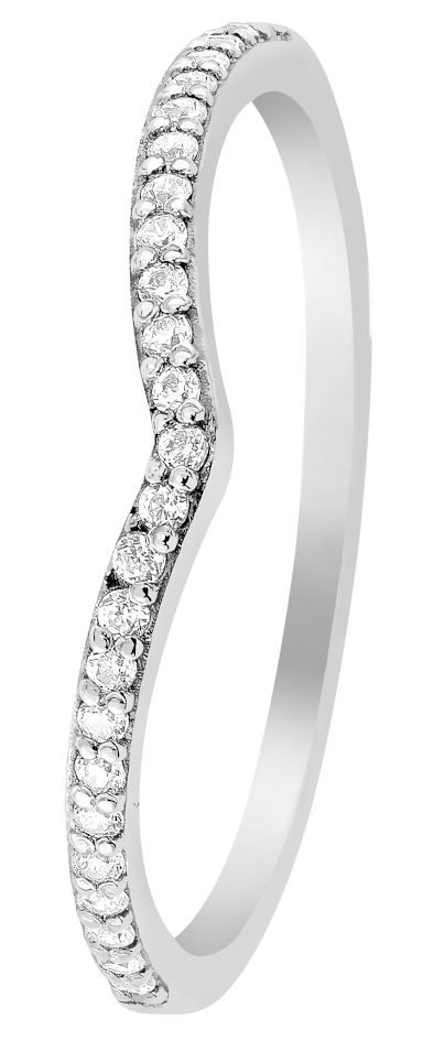 Lykka Casuals Chevron wishbone silverring med zirkonia stenar