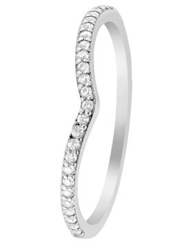 Lykka Casuals Chevron wishbone silverring med zirkonia stenar