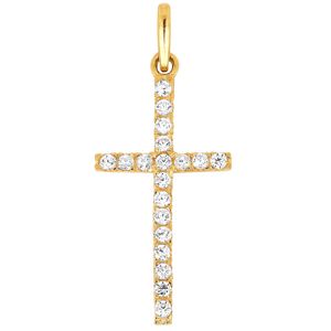 Lykka Crosses tunna kors hänge i guld med zirkonia stenar 10,64 x 21,62 mm main product photo