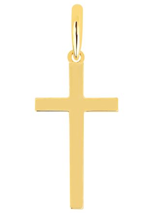 Lykka Crosses enkelt korssmycke i gul guld