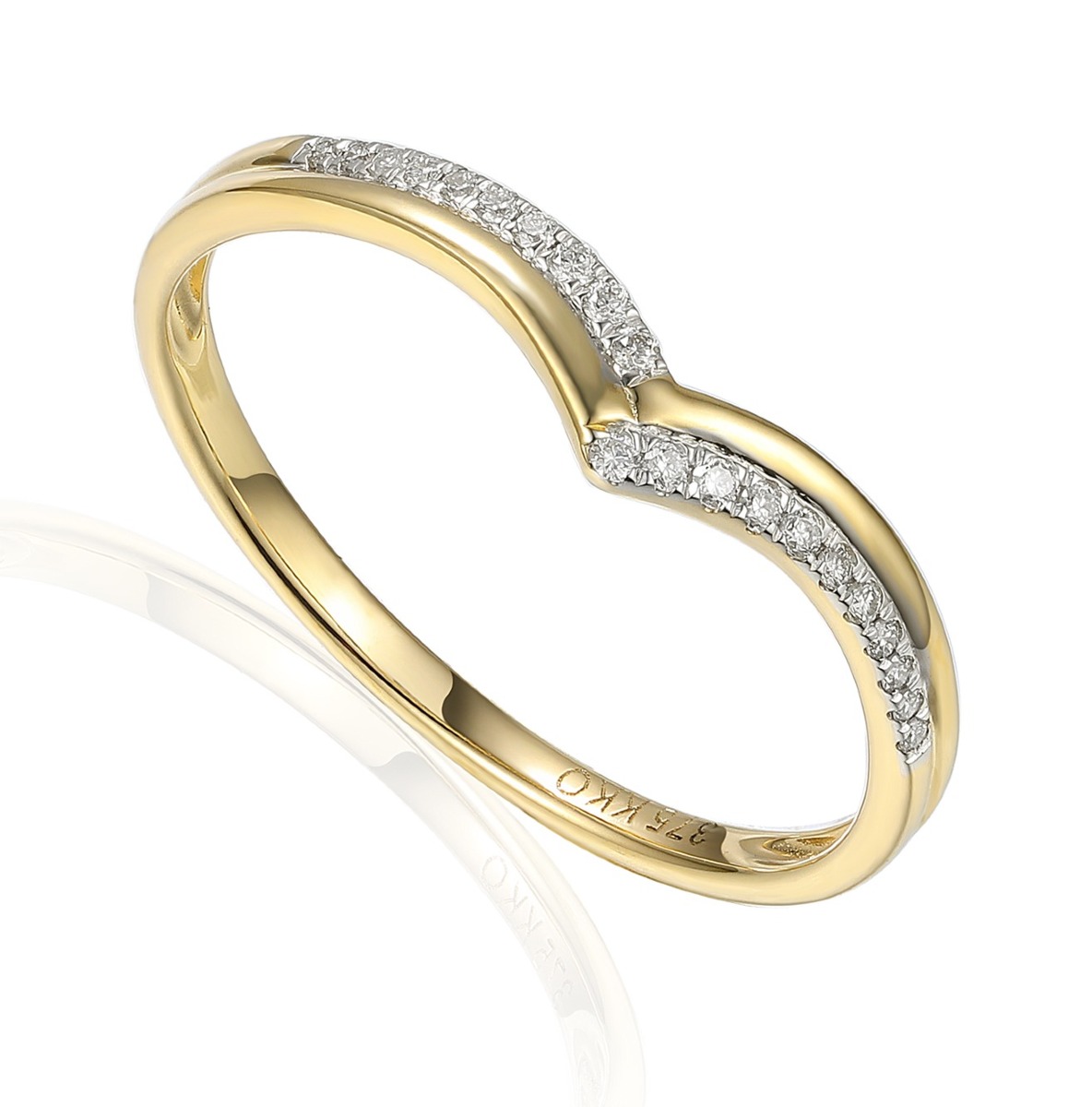 Lykka Elegance chevron diamantring gulguld 0,10 ct