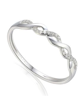 Lykka Elegance Wave vitguld crossover diamantring 0,06 ct
