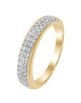 Dubbel rad halvallians diamantring i gulguld 0,27 ct