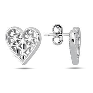 Lykka Hearts nät hjärtörhängen i vitguld main product photo