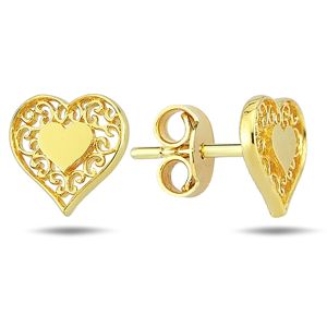 Lykka Hearts filigree hjärtörhängen i gul guld  main product photo