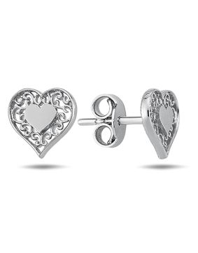 Lykken Hearts filigree hjärtörhängen i silver